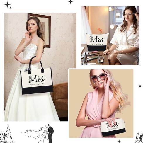 HOMIEE 3PCS Canvas Tote Bag, Bride Gifts for Bridal Shower Wedding Bachelorette Party Engagement Honeymoon in Saudi Arabia