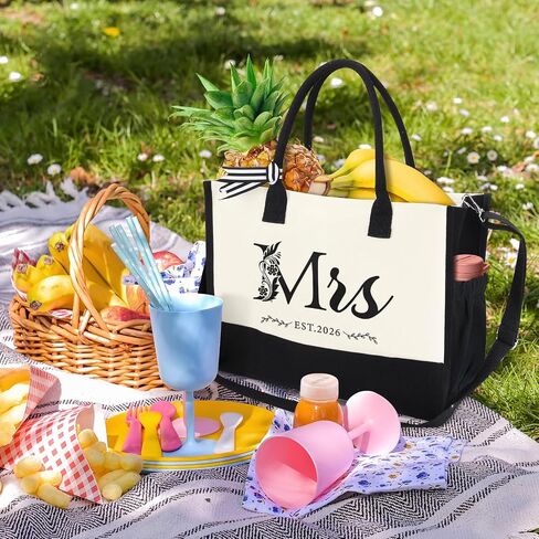 HOMIEE 3PCS Canvas Tote Bag, Bride Gifts for Bridal Shower Wedding Bachelorette Party Engagement Honeymoon in Saudi Arabia