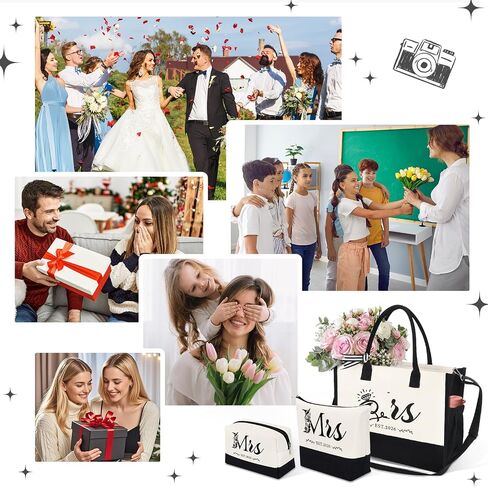 HOMIEE 3PCS Canvas Tote Bag, Bride Gifts for Bridal Shower Wedding Bachelorette Party Engagement Honeymoon in Saudi Arabia