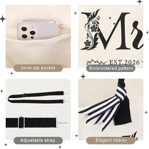 HOMIEE 3PCS Canvas Tote Bag, Bride Gifts for Bridal Shower Wedding Bachelorette Party Engagement Honeymoon in Saudi Arabia