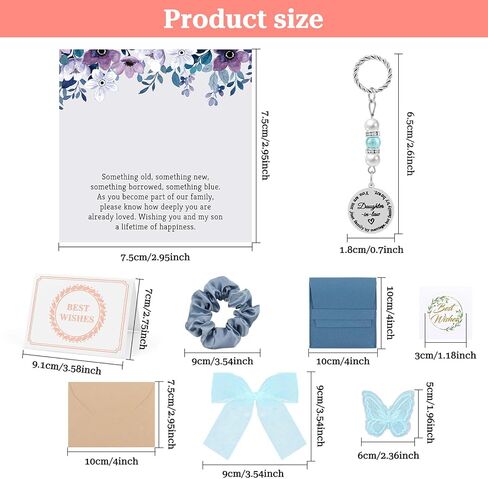 Oubaka Something Blue Gift for Daughter in Law, Bridal Bouquet Charm for Bride Daughter in Law Wedding Gift Blue Wedding Charm from Mother In Laws for Bride Bouquet Charms Clasp From Mother In Laws in Kuwait