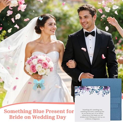 Oubaka Something Blue Gift for Daughter in Law, Bridal Bouquet Charm for Bride Daughter in Law Wedding Gift Blue Wedding Charm from Mother In Laws for Bride Bouquet Charms Clasp From Mother In Laws in Kuwait