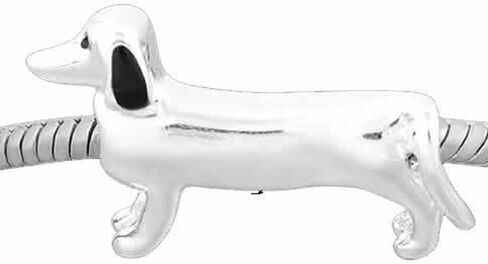 Sexy Sparkles European Dachshund Weenie Dog Charm Spacer Bead For Snake Chain Charm Bracelet in Kuwait