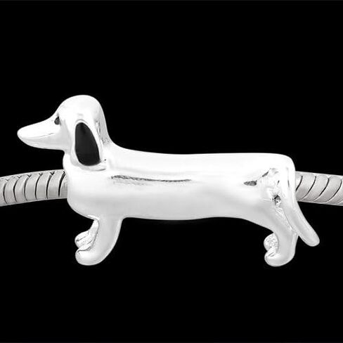 Sexy Sparkles European Dachshund Weenie Dog Charm Spacer Bead For Snake Chain Charm Bracelet in Kuwait