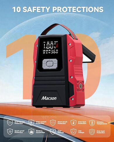 Jump Starter with Air Compressor-1500A Portable Car Battery Charger(Up to 7.5L Gas/5.5L Diesel),12V Jumper Box 150PSI Auto Tire Inflator with Jumper Cable, USB Charge, DC Output and Flashlight in Saudi Arabia
