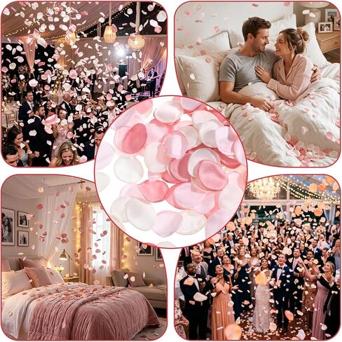 200 Pcs Fake Flower Petals Silk Rose Petals Artificial Flower Petal for Wedding Bridal Shower Romantic Night Aisle Reception Table Centerpieces Decor Pink in Kuwait