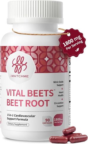 Vital Beets 1800mg Beet Root Capsules Nitric Oxide Support 90 Count | 8-in-1 Heart & Circulation Complex Heart Health Support Blood Pressure Wellness Healthy Circulation Daily Energy & Endurance in Saudi Arabia