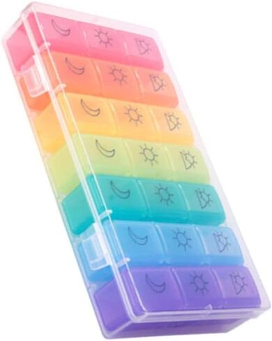 Weekly Pill Organizer 3 Times a Day, 7 Day Medicine Planner with 21 Compartments, Large Vitamin and Medication Organizer Box for Pills and Supplements（Pattern Design） in Kuwait