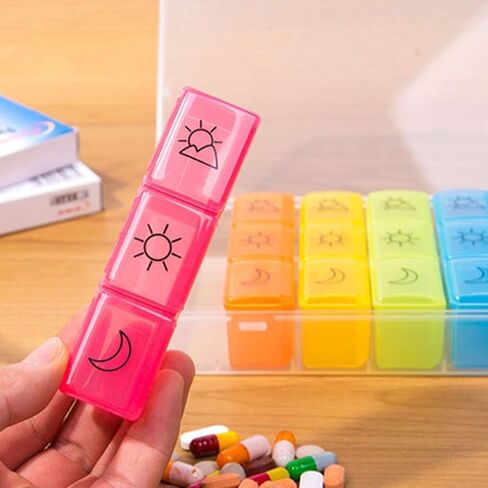 Weekly Pill Organizer 3 Times a Day, 7 Day Medicine Planner with 21 Compartments, Large Vitamin and Medication Organizer Box for Pills and Supplements（Pattern Design） in Kuwait