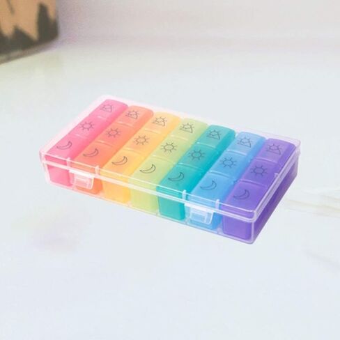 Weekly Pill Organizer 3 Times a Day, 7 Day Medicine Planner with 21 Compartments, Large Vitamin and Medication Organizer Box for Pills and Supplements（Pattern Design） in Kuwait