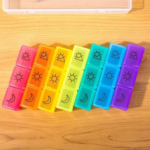 Weekly Pill Organizer 3 Times a Day, 7 Day Medicine Planner with 21 Compartments, Large Vitamin and Medication Organizer Box for Pills and Supplements（Pattern Design） in Kuwait