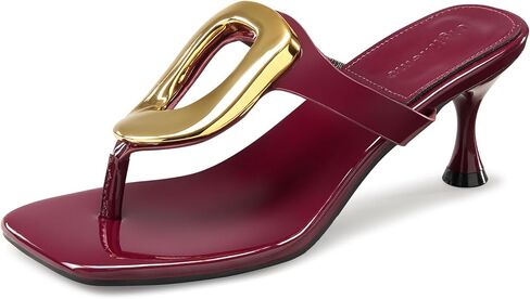 Women's Kitten Heels Sandals Gold Buckle Square Toe 1.8-2 Inch Heeled Sandals for Women Fashion Dressy Sandals in Kuwait