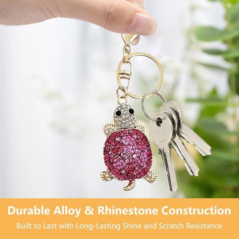 2Pcs Turtle Keychain Crystal Bag Charm for Girls and Women Bling Rhinestone Keychains with Pendant and Dangling Chain, Purse Charms for Handbags Beach Key Ring for Purses and Keys in Saudi Arabia