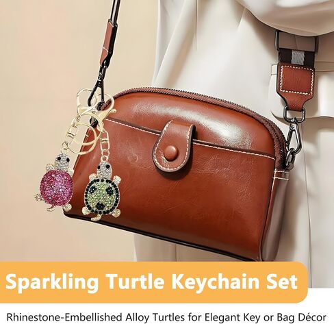 2Pcs Turtle Keychain Crystal Bag Charm for Girls and Women Bling Rhinestone Keychains with Pendant and Dangling Chain, Purse Charms for Handbags Beach Key Ring for Purses and Keys in Saudi Arabia
