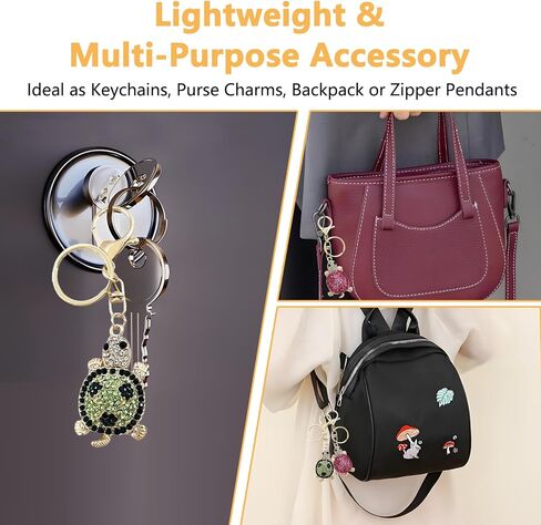 2Pcs Turtle Keychain Crystal Bag Charm for Girls and Women Bling Rhinestone Keychains with Pendant and Dangling Chain, Purse Charms for Handbags Beach Key Ring for Purses and Keys in Saudi Arabia