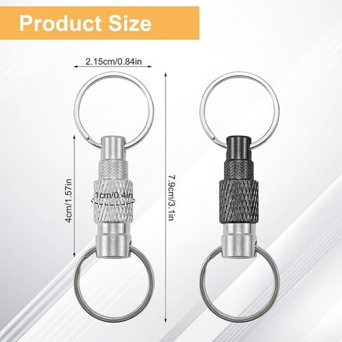 2 Pack Quick Release Keychain with Detachable Split Rings, Metal Pull Apart Key Ring Connector with 360° Swivel for Car Keys, Bags & EDC Accessories(Black & Silver) in Saudi Arabia
