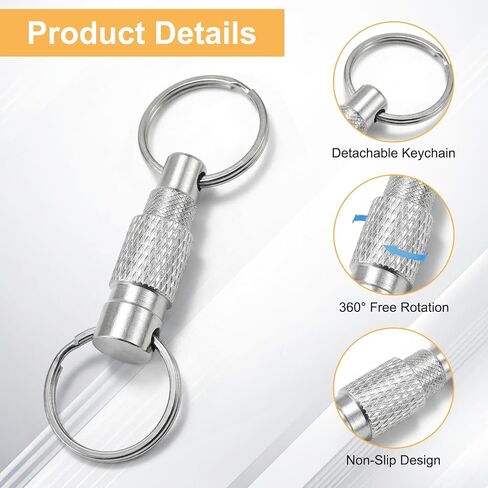 2 Pack Quick Release Keychain with Detachable Split Rings, Metal Pull Apart Key Ring Connector with 360° Swivel for Car Keys, Bags & EDC Accessories(Black & Silver) in Saudi Arabia