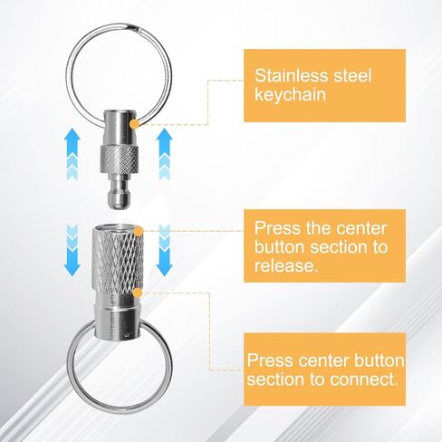 2 Pack Quick Release Keychain with Detachable Split Rings, Metal Pull Apart Key Ring Connector with 360° Swivel for Car Keys, Bags & EDC Accessories(Black & Silver) in Saudi Arabia