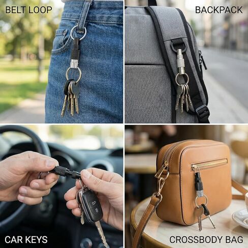 2 Pack Quick Release Keychain with Detachable Split Rings, Metal Pull Apart Key Ring Connector with 360° Swivel for Car Keys, Bags & EDC Accessories(Black & Silver) in Saudi Arabia