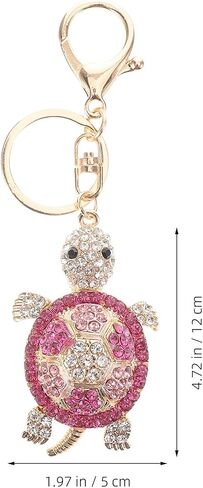 Turtle Keychain Rhinestone Bag Charm, Gold Alloy Metal Colorful Crystals Built-in Mirror, Car Keys Holder Purse Pendant Women Girls Gift in Kuwait