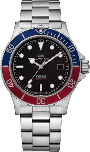 Glycine Men's Combat Sport GMT 42mm Black Dial Stainless Steel Watch GL0381 in Saudi Arabia