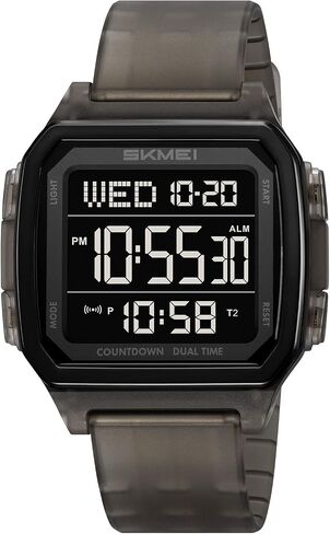 Gosasa Fashion Unisex Digital Watch for Men and Women 50M Waterproof Sport Outdoor Wristwatch with TPU Strap LED Backlight Dual Time in Kuwait