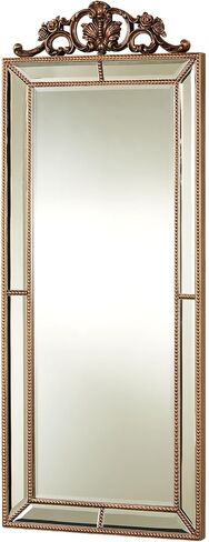 Felix Wall Mirror | Rectangular Beveled Glass with Light Bronze Finish | Resin Bead Trim, Acanthus Leaves, Scrolls, and Rose Motifs | Elegant Classic Traditional | Vertical Home Decor | 50 Inches in Kuwait