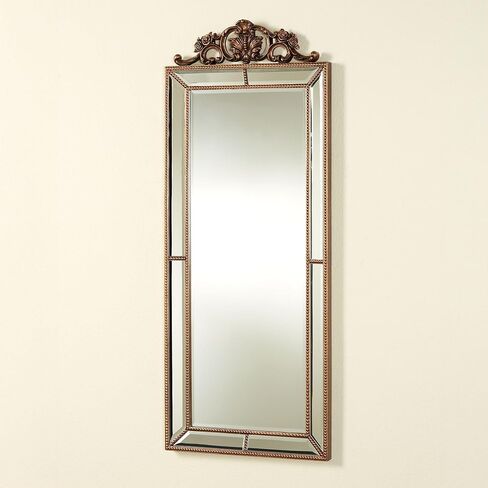 Felix Wall Mirror | Rectangular Beveled Glass with Light Bronze Finish | Resin Bead Trim, Acanthus Leaves, Scrolls, and Rose Motifs | Elegant Classic Traditional | Vertical Home Decor | 50 Inches in Kuwait
