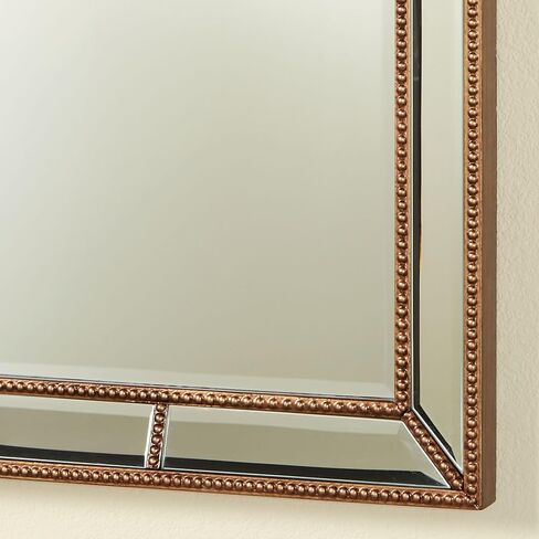 Felix Wall Mirror | Rectangular Beveled Glass with Light Bronze Finish | Resin Bead Trim, Acanthus Leaves, Scrolls, and Rose Motifs | Elegant Classic Traditional | Vertical Home Decor | 50 Inches in Kuwait