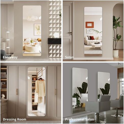 مرآة دائرية مقاس 60 × 15 بوصة لكامل الجسم، معلقة على الحائط لغرفة المعيشة وغرفة النوم، زجاج فضي مقاوم للانفجار 5 مم مع فتحة تعليق (60 بوصة × 15 بوصة (شفاف + زجاج)) in Kuwait