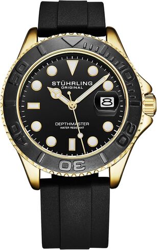 ساعة Stuhrling Original Depthmaster 4072 الرياضية للغوص للرجال - حركة كوارتز، إطار دوار، حزام من السيليكون in Kuwait