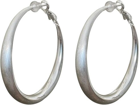 Women's Alloy Circle Hoop Earrings, Wire Drawing Process, Silver Tone in Saudi Arabia