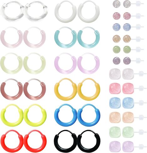 Colorful Plastic Hoop Earrings for Sensitive Ears Colorful Hoop Ear Retainers Resin Earring Stud Silicone Clear Earrings for Women in Saudi Arabia