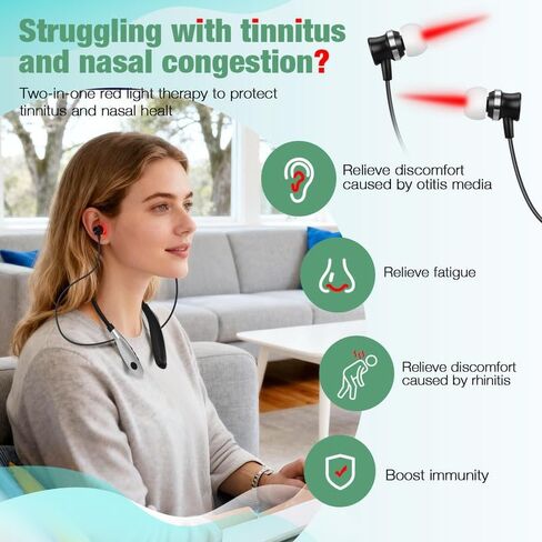 2-in-1 Red Light Wellness Device for Nose & Ear – 650nm LED Wearable with Red Light Therapy,Auto Timer, Supports Rechargeable,Ear Comfort,Daily Care in Saudi Arabia