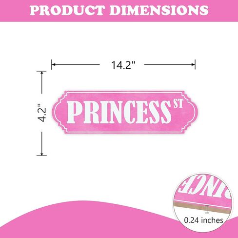 Pink Princess St Girls Room Front Door Sign, Girly Women Teens Bedroom College Dorm Wood Plaque Hanger Home Decor, Wooden Wreath Indoor Wall Hanging Decoration Girls Gifts in Saudi Arabia
