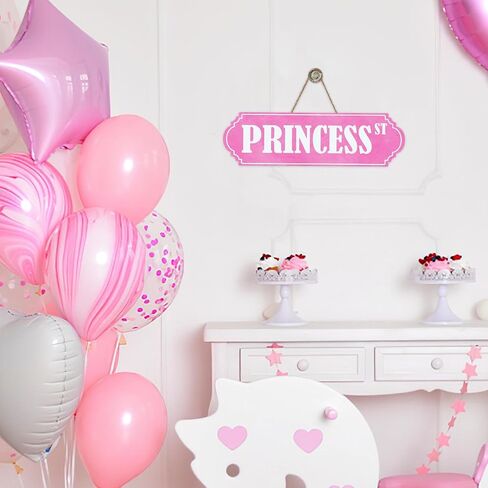 Pink Princess St Girls Room Front Door Sign, Girly Women Teens Bedroom College Dorm Wood Plaque Hanger Home Decor, Wooden Wreath Indoor Wall Hanging Decoration Girls Gifts in Saudi Arabia