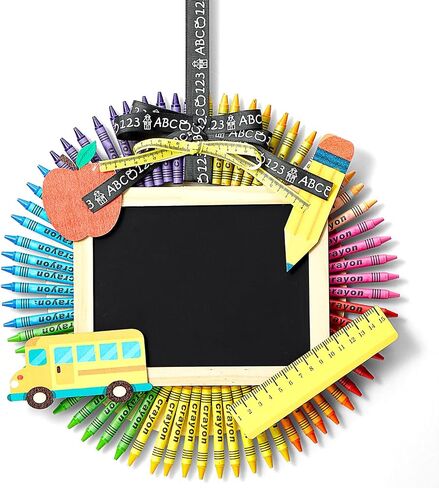 Sherr Teacher Gift 2026 DIY Crayon Wreath for Classroom Decoration, Handmade Colorful Teacher Appreciation Gift for Educators, Back to School Craft Kit in Kuwait