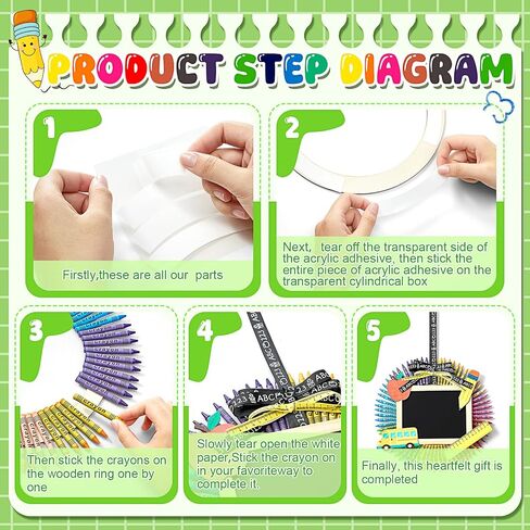 Sherr Teacher Gift 2026 DIY Crayon Wreath for Classroom Decoration, Handmade Colorful Teacher Appreciation Gift for Educators, Back to School Craft Kit in Kuwait