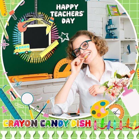 Sherr Teacher Gift 2026 DIY Crayon Wreath for Classroom Decoration, Handmade Colorful Teacher Appreciation Gift for Educators, Back to School Craft Kit in Kuwait