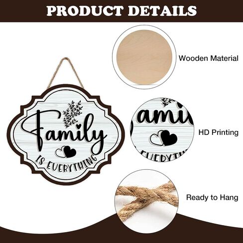 Vintage Family is Everything Front Door Sign, Retro Love Hearts Wood Plaque Hanger Outdoor Outside Porch Home Decor, Farmhouse Rustic Wooden Wreath Indoor Wall Hanging Decoration in Saudi Arabia