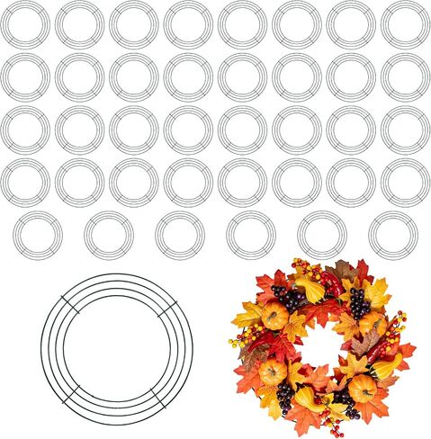 SOUJAP 40 PCS 10 Inch Metal Wreath Frame Ring, Round Green Wire Floral Wreath Form for Party, DIY Crafts, Home Decoration in Kuwait