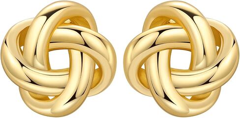 18K Gold Earrings For Women, Small Plated-Gold Flower Stud Earrings Thick Statement Hypoallergenic Trendy Sparkly Jewelry Gifts - White & Gold in Saudi Arabia