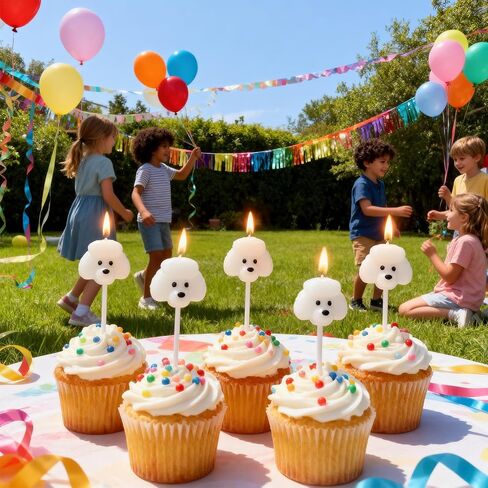 White Puppy Birthday Candles,5 Pack Cute Teddy Head Decor Candles for Cakes,Cupcakes,Funny Dog Cake Toppers for Birthdays,Weddings & Dog Themed Party & Celebrations,Pet Party Supplies, in Kuwait