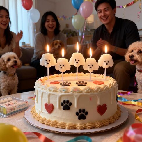 White Puppy Birthday Candles,5 Pack Cute Teddy Head Decor Candles for Cakes,Cupcakes,Funny Dog Cake Toppers for Birthdays,Weddings & Dog Themed Party & Celebrations,Pet Party Supplies, in Kuwait
