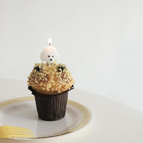 White Puppy Birthday Candles,5 Pack Cute Teddy Head Decor Candles for Cakes,Cupcakes,Funny Dog Cake Toppers for Birthdays,Weddings & Dog Themed Party & Celebrations,Pet Party Supplies, in Kuwait