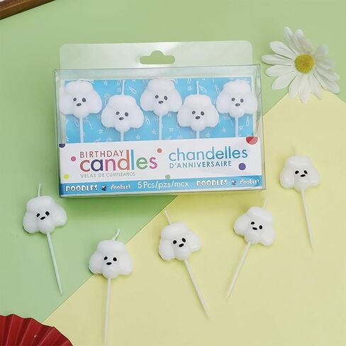 White Puppy Birthday Candles,5 Pack Cute Teddy Head Decor Candles for Cakes,Cupcakes,Funny Dog Cake Toppers for Birthdays,Weddings & Dog Themed Party & Celebrations,Pet Party Supplies, in Kuwait