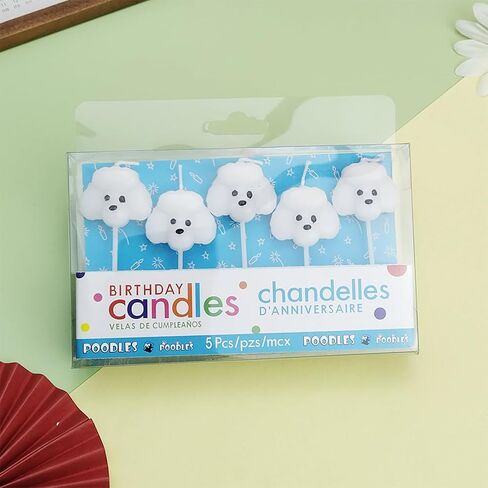 White Puppy Birthday Candles,5 Pack Cute Teddy Head Decor Candles for Cakes,Cupcakes,Funny Dog Cake Toppers for Birthdays,Weddings & Dog Themed Party & Celebrations,Pet Party Supplies, in Kuwait