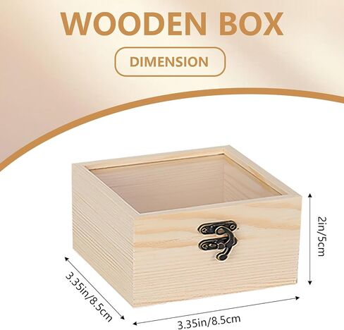 Vintage Wooden Gift Box with Clear Glass Lid – Rustic Display Keepsake Box for Jewelry, Party Favors, DIY Crafts, Birthdays, Weddings & Festive Gifts in Saudi Arabia