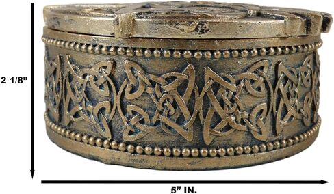 Ebros Gift Celtic Raven Lludd Morrigan Triple Goddess Pentacle And Sacred Rune Symbols Round Decorative Jewelry Trinket Box Figurine Mystical Legendary Folklore Accent in Kuwait
