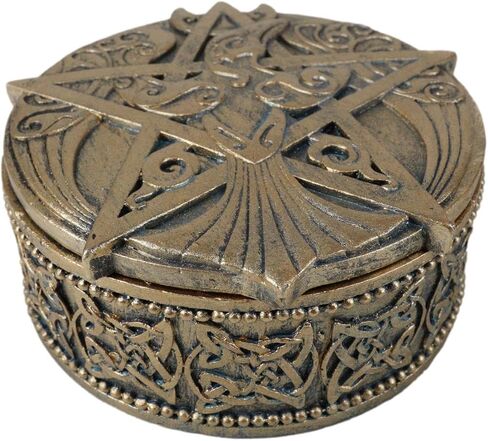 Ebros Gift Celtic Raven Lludd Morrigan Triple Goddess Pentacle And Sacred Rune Symbols Round Decorative Jewelry Trinket Box Figurine Mystical Legendary Folklore Accent in Kuwait